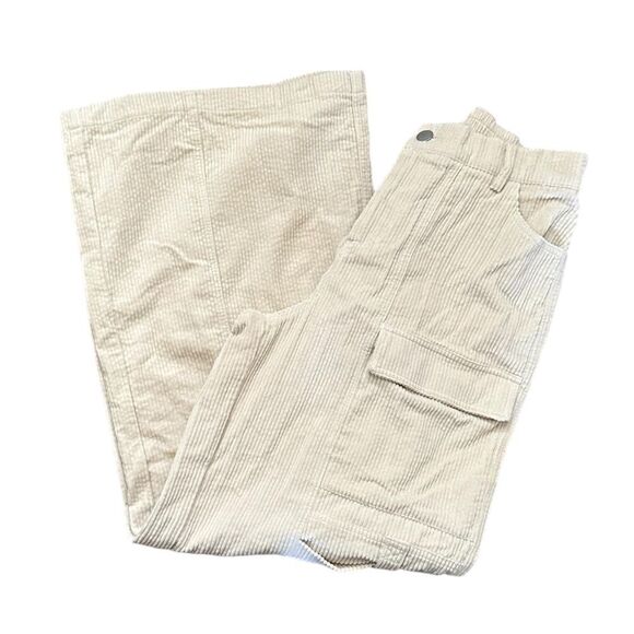 Super Wide Extra Baggy Cargo Punk Corduroy Neutral Cream High Waisted Pants - Picture 1 of 9
